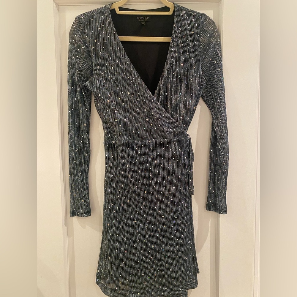 Topshop Sequin Wrap Dress